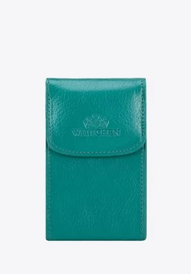 Etui na wizytówki skórzane z logo zielone Wittchen