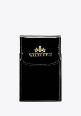 Etui na wizytówki ze skóry lakierowanej pionowe czarne Wittchen