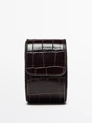 Etui Na Zegarek Ze Skóry Nappa Z Tłoczeniem Krokodylim - Brązowy - Massimo Dutti - Female