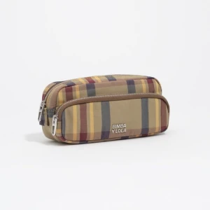 Etui pocket żakard tartan khaki burgund BIMBA Y LOLA