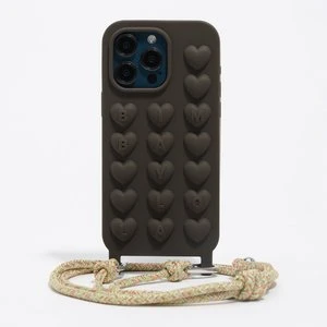 Etui silikon iPhone 15 Pro Max ciemnobrązowe z troczkiem BIMBA Y LOLA