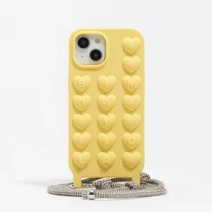 Etui silikon iPhone 15 troczek żółte BIMBA Y LOLA