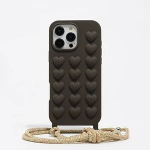 Etui silikon iPhone 16 Pro Max ciemnobrązowe z troczkiem BIMBA Y LOLA