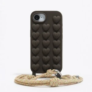 Etui silikon iPhone 16e ciemnobrązowe z troczkiem BIMBA Y LOLA