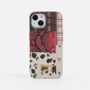 Etui twarde iPhone 15 patchwork pyton BIMBA Y LOLA czerwony