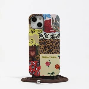 Etui twarde iPhone 15 patchwork ze sznurkiem BIMBA Y LOLA