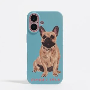 Etui twarde iPhone 16 buldog francuski niebieskie BIMBA Y LOLA