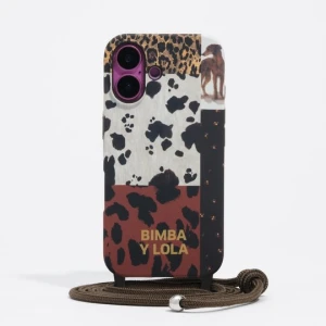 Etui twarde iPhone 16 patchwork pony BIMBA Y LOLA brązowy