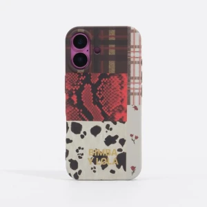Etui twarde iPhone 16 patchwork pyton BIMBA Y LOLA czerwony