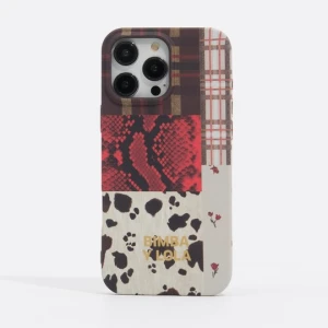 Etui twarde iPhone 16 Pro patchwork pyton BIMBA Y LOLA czerwony
