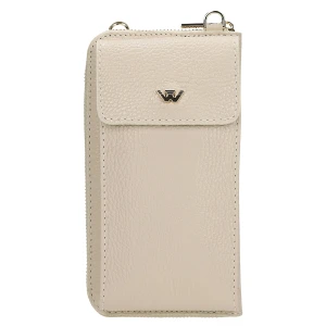 Beżowa skórzana torebka na telefon z portfelem 80451-54 Wojas