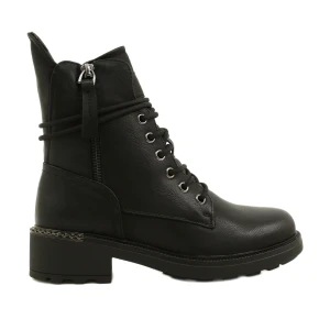 Evento Damskie wysokie botki z suwakiem czarne 21BT35-4226