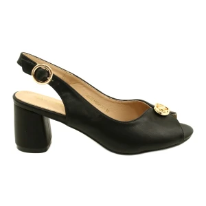 Evento Sandały damskie na słupku z ozdobą 23SD35-5480 Black czarne