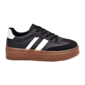 Evento Sneakersy Damskie Na Platformie Z Eko Skóry Czarne