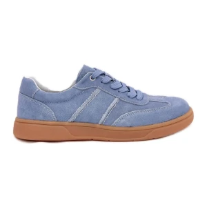 Evento Zamszowe Niskie Sneakersy Damskie Niebieskie