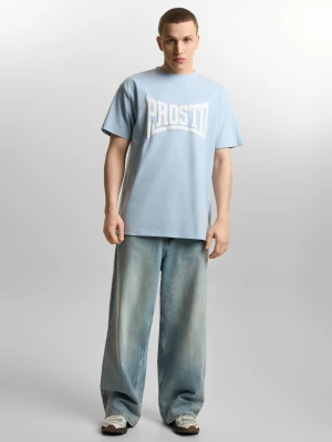 Ever t-shirt oversize męski bawełniany jasnoniebieski Klasyk