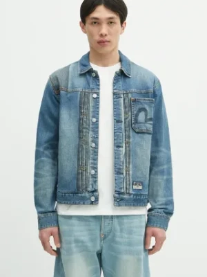 Evisu kurtka jeansowa 2-tone Denim w Inserted Daicock kolor niebieski przejściowa 2ESHTM5DJ1041