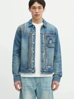 Evisu kurtka jeansowa 2-tone Denim w Inserted Daicock kolor niebieski przejściowa 2ESHTM5DJ1041