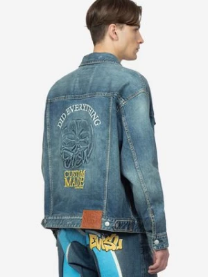 Evisu kurtka jeansowa męska kolor niebieski przejściowa oversize 2ESHTM3DJ710LFCS-indigo