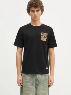 Evisu t-shirt bawełniany Brocade Pocket & Seagull Emb męski kolor czarny z aplikacją 2EAHTM4TS7067