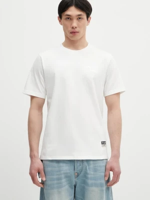 Evisu t-shirt bawełniany Logo EMB SS męski kolor biały z aplikacją 2ESHTM5TS1137