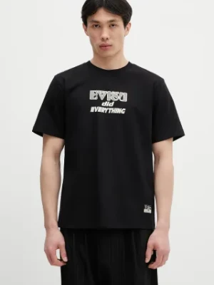 Evisu t-shirt bawełniany Seagull-Daicock Printed SS męski kolor czarny z nadrukiem 2ESHTM5TS1152