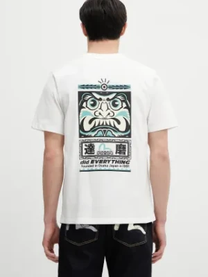 Evisu t-shirt bawełniany Totem Daruma Printed SS męski kolor biały z nadrukiem 2ESHTM5TS1106