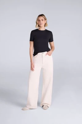 Evo damski t-shirt z prążkowanej dzianiny - Black Animal