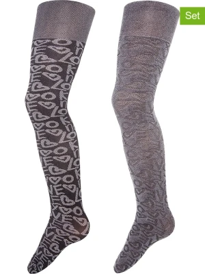 ewers Rajstopy (2 pary) "Love" w kolorze czarno-ciemnoszarym rozmiar: 152