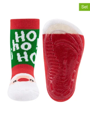 ewers Skarpety antypoślizgowe (2 pary) "Santa" w kolorze czerwono-zielonym rozmiar: 23 / 24