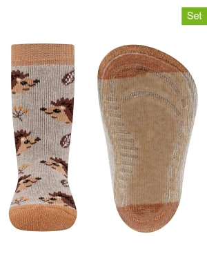 ewers Skarpety antypoślizgowe (2 pary) "SoftStep" w kolorze jasnobrązowym rozmiar: 19/20