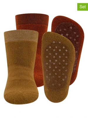 ewers Skarpety antypoślizgowe (2 pary) w kolorze czerwono-musztardowym rozmiar: 18/19