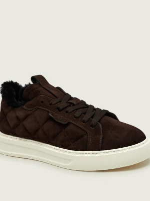 FABI Ocieplane sneakersy | zamsz | z dodatkiem wełny brązowy