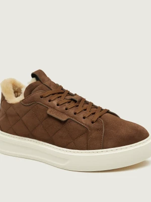 FABI Ocieplane sneakersy | zamsz | z dodatkiem wełny | shearling brązowy