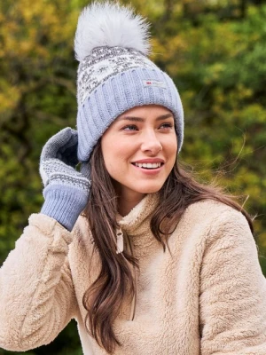 Fairisle Thinsulate ocieplana damska czapka z pomponem - Grey Mountain Warehouse