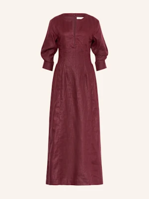 Faithfull The Brand Sukienka Z Lnu Asha Z Rękawami 3/4 rot