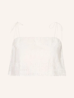 Faithfull The Brand Top Abajo Z Koronki Z Otworami weiss