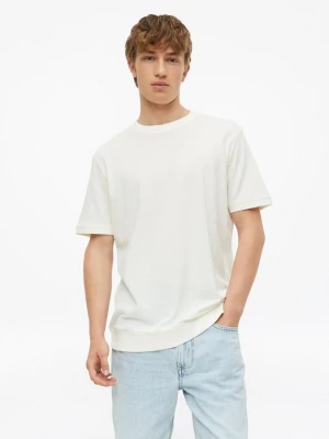 Fakturowany T-shirt ze ściągaczami s.Oliver kremowy