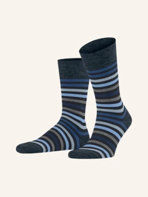 Falke Skarpety Tinted Stripe Z Wełną Merino blau