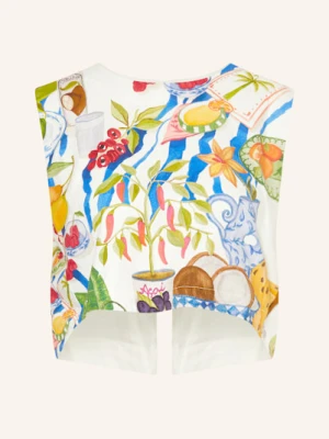 Farm Rio Bluzka Bez Rękawów Fresh Table Z Lnem weiss