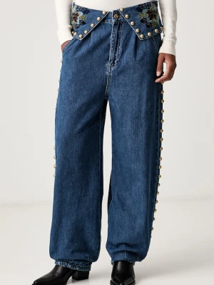 Farm Rio jeansy relaxed fit damskie niebieski