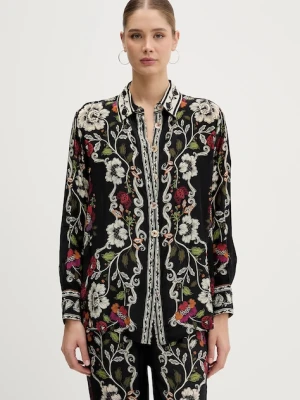 Farm Rio koszula damska kolor czarny relaxed z kołnierzykiem klasycznym 350099