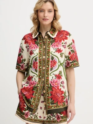 Farm Rio koszula z dodatkiem lnu kolor multicolor regular z kołnierzykiem klasycznym 344169
