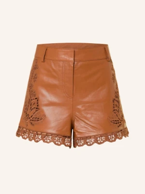 Farm Rio Skórzane Szorty Richilieu Z Koronką braun