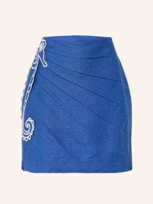 Farm Rio Spódnica Lniana Seahorse Blue Embroidery blau