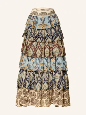 Farm Rio Spódnica Mixed Scarves Z Falbankami braun