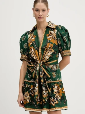 Farm Rio sukienka bawełniana kolor zielony mini rozkloszowana 351134