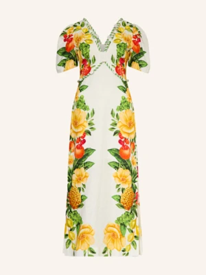 Farm Rio Sukienka Koktajlowa Picnic Flowers Z Lnu weiss