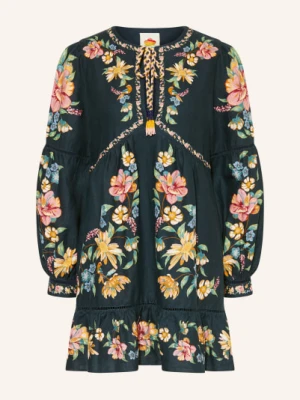 Farm Rio Sukienka Maira Z Lnu Z Falbanami blau