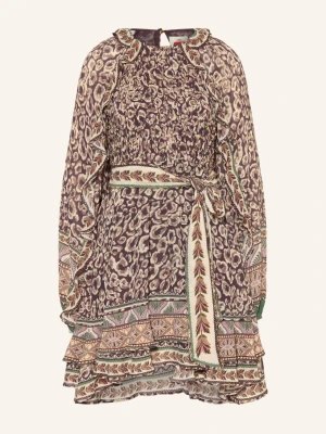Farm Rio Sukienka Z Falbanami I Kamyczkami Ozdobnymi braun brązowy